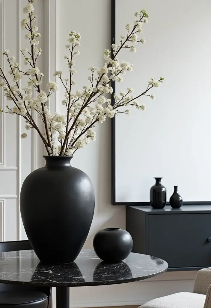 25 Black Ceramic Vase Home Decor Ideas That Look Effortlessly Chic 1 25 Black Ceramic Vase Home Decor Ideas That Look Effortlessly Chic - 1. Monochromatic Magic