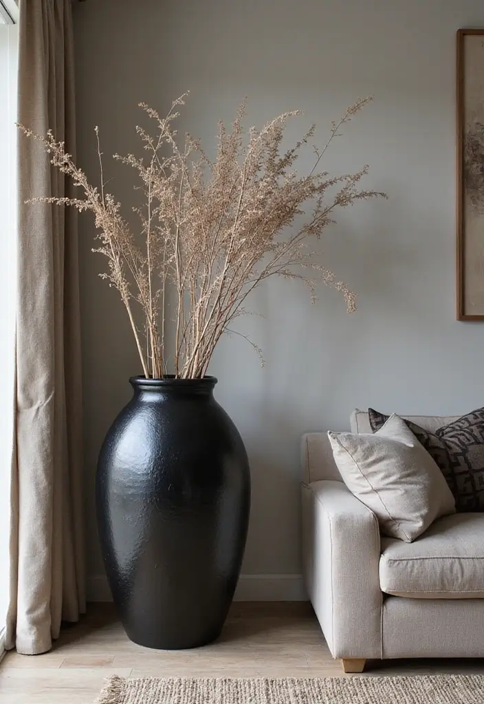 25 Black Ceramic Vase Home Decor Ideas That Look Effortlessly Chic 18 25 Black Ceramic Vase Home Decor Ideas That Look Effortlessly Chic - 10. Living Room Ambiance