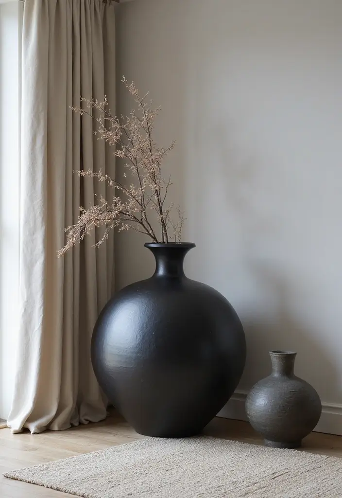 25 Black Ceramic Vase Home Decor Ideas That Look Effortlessly Chic 34 25 Black Ceramic Vase Home Decor Ideas That Look Effortlessly Chic - 18. Statement Pieces