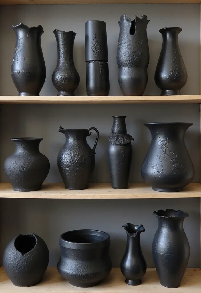 25 Black Ceramic Vase Home Decor Ideas That Look Effortlessly Chic 36 25 Black Ceramic Vase Home Decor Ideas That Look Effortlessly Chic - 20. Unique Shapes and Designs