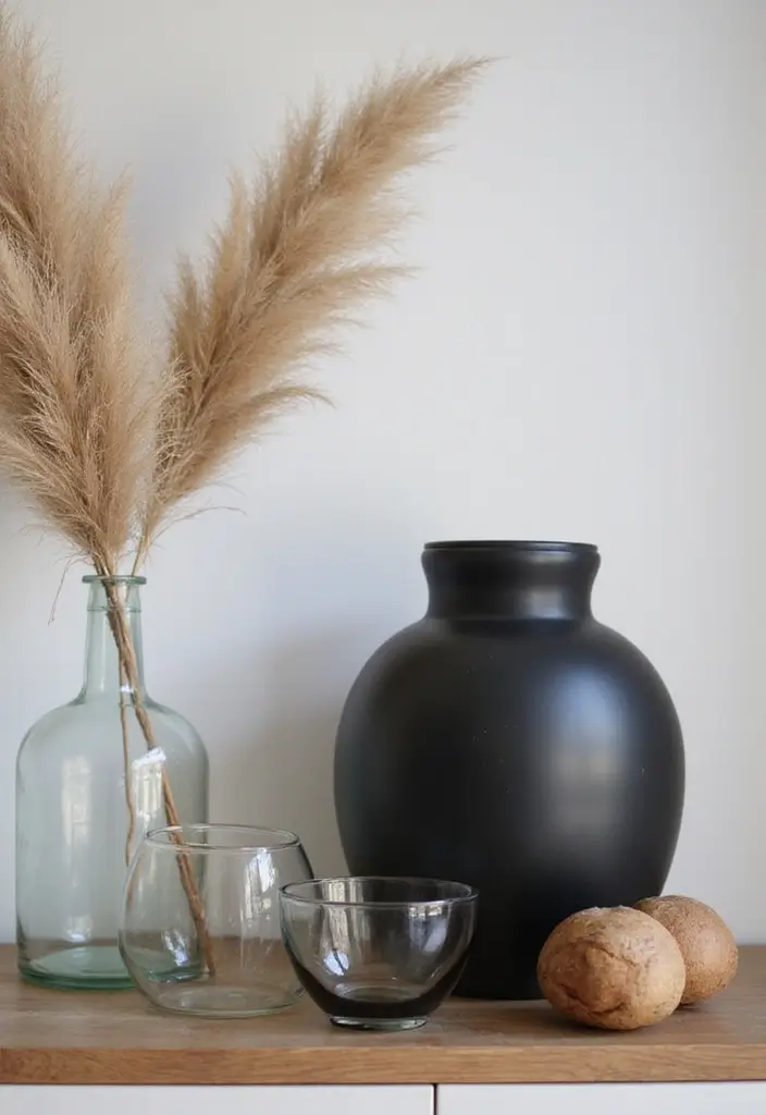 25 Black Ceramic Vase Home Decor Ideas That Look Effortlessly Chic 38 25 Black Ceramic Vase Home Decor Ideas That Look Effortlessly Chic - 22. Mixing Materials