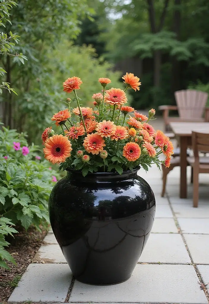 25 Black Ceramic Vase Home Decor Ideas That Look Effortlessly Chic 16 25 Black Ceramic Vase Home Decor Ideas That Look Effortlessly Chic - 8. Outdoor Elegance