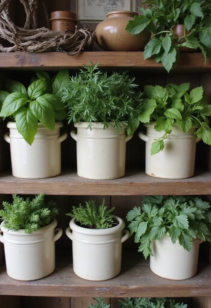 25 Ceramic Crock Decor Ideas With Rustic Farmhouse Flair 1 25 Ceramic Crock Decor Ideas With Rustic Farmhouse Flair - 1. Rustic Herb Garden