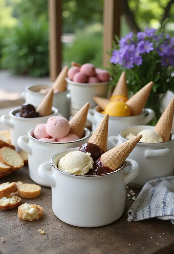 25 Ceramic Crock Decor Ideas With Rustic Farmhouse Flair 44 25 Ceramic Crock Decor Ideas With Rustic Farmhouse Flair - 20. Rustic Ice Cream Station