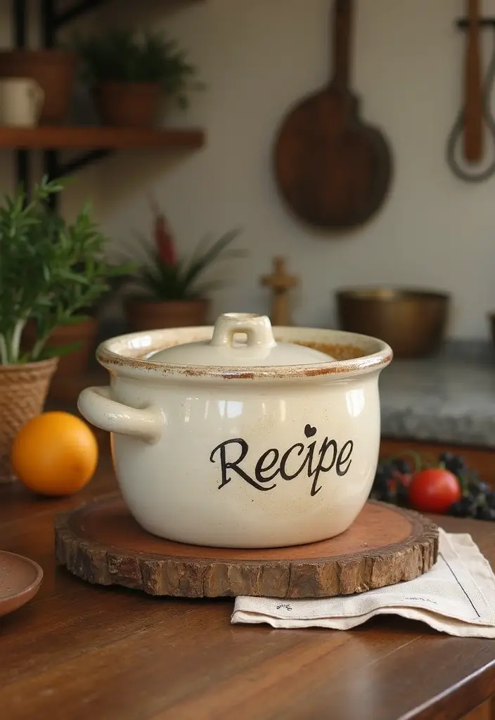 25 Ceramic Crock Decor Ideas With Rustic Farmhouse Flair 49 25 Ceramic Crock Decor Ideas With Rustic Farmhouse Flair - 25. Vintage Recipe Holder