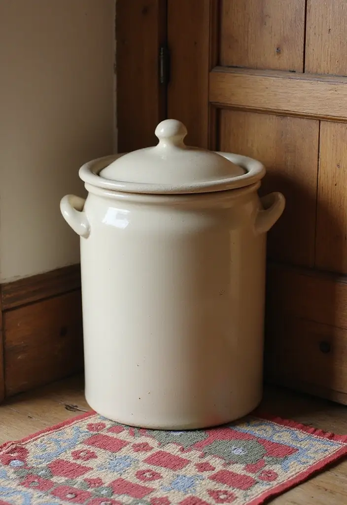 25 Ceramic Crock Decor Ideas With Rustic Farmhouse Flair 18 25 Ceramic Crock Decor Ideas With Rustic Farmhouse Flair - 6. Rustic Pet Food Storage