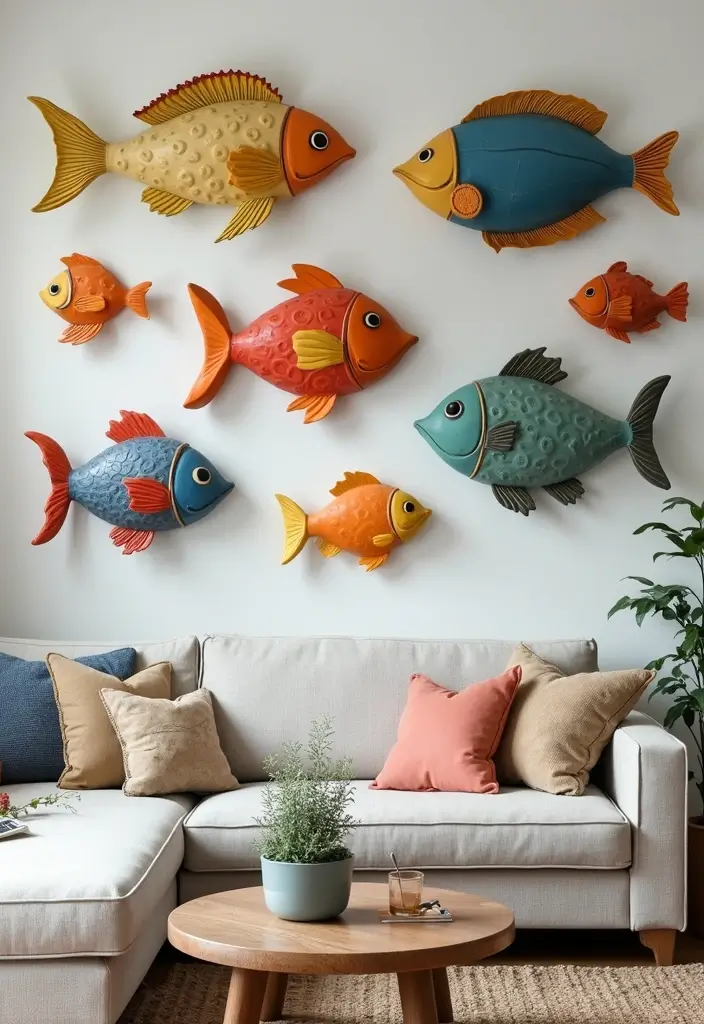 25 Ceramic Fish Home Decor Inspirations For Ocean Lovers 1 25 Ceramic Fish Home Decor Inspirations For Ocean Lovers - 1. Whimsical Wall Art Fish