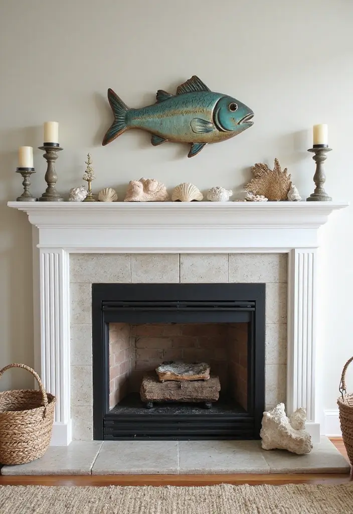 25 Ceramic Fish Home Decor Inspirations For Ocean Lovers 45 25 Ceramic Fish Home Decor Inspirations For Ocean Lovers - 15. Coastal Fireplace Decor