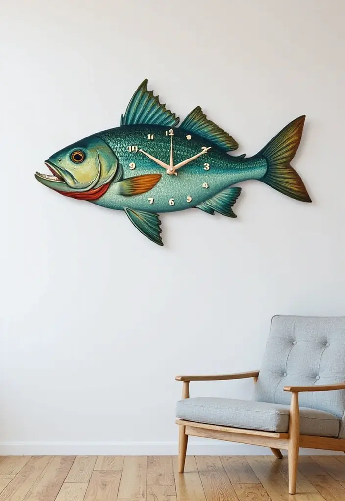 25 Ceramic Fish Home Decor Inspirations For Ocean Lovers 52 25 Ceramic Fish Home Decor Inspirations For Ocean Lovers - 22. Custom Fish Wall Clocks