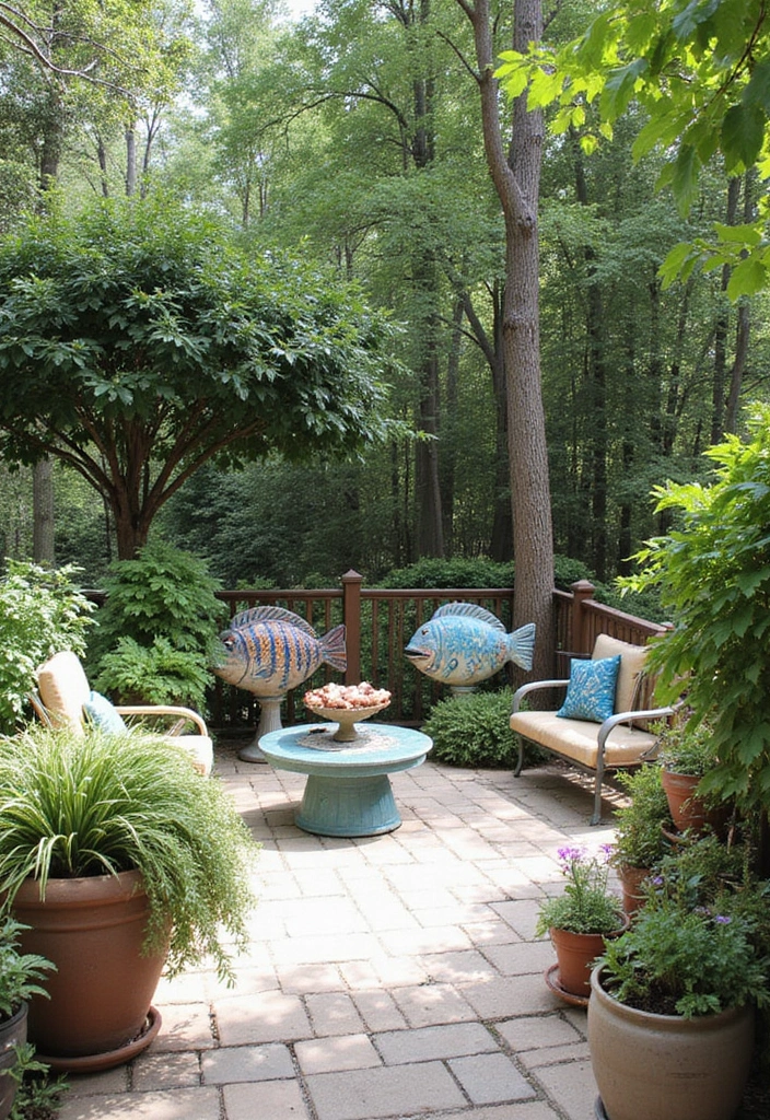 25 Ceramic Fish Home Decor Inspirations For Ocean Lovers 60 25 Ceramic Fish Home Decor Inspirations For Ocean Lovers - 24. Fish Accents in Outdoor Spaces
