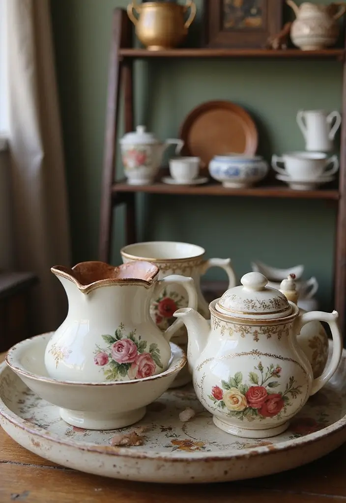 25 Ceramic Tray Decor Ideas That Blend Beauty And Function 38 25 Ceramic Tray Decor Ideas That Blend Beauty And Function - 14. Vintage Inspirations