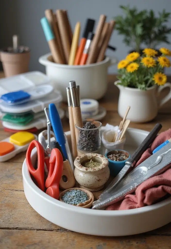 25 Ceramic Tray Decor Ideas That Blend Beauty And Function 45 25 Ceramic Tray Decor Ideas That Blend Beauty And Function - 21. Crafting Corner Inspiration