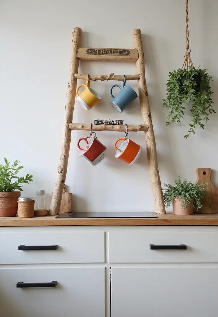 25 Creative Ceramic Mug Decor Ideas For Kitchen Displays 34 25 Creative Ceramic Mug Decor Ideas For Kitchen Displays - 10. Colorful Mug Ladder