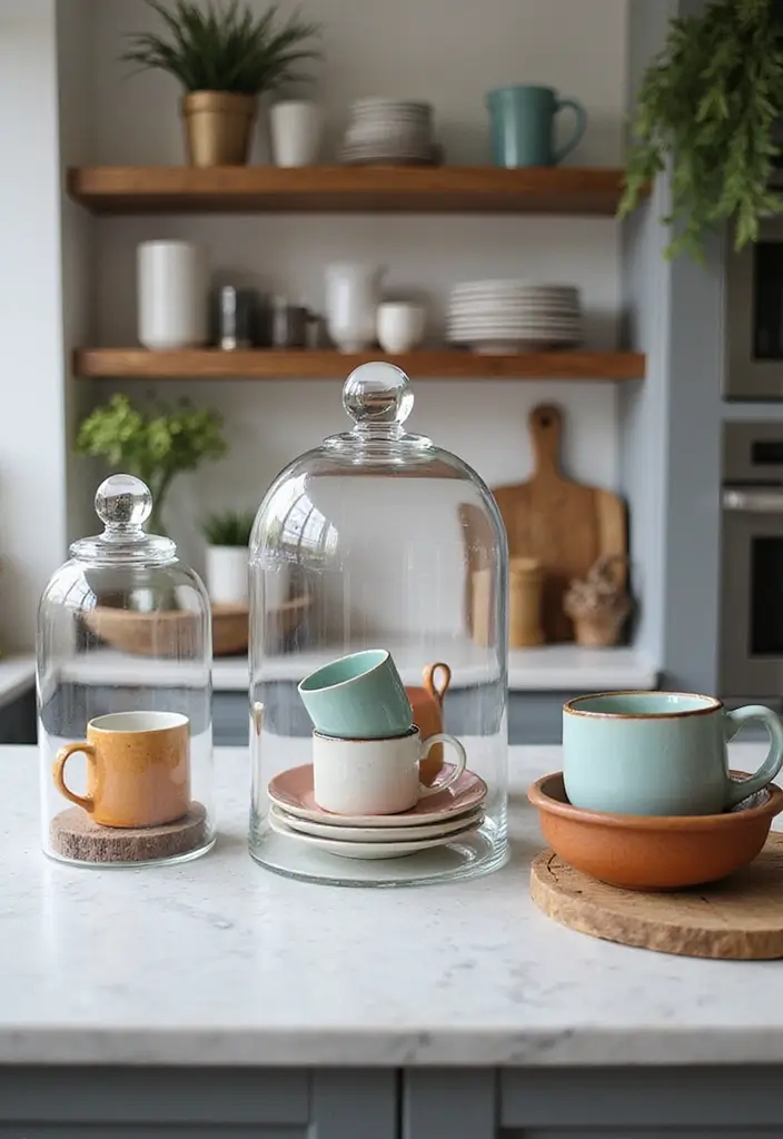 25 Creative Ceramic Mug Decor Ideas For Kitchen Displays 36 25 Creative Ceramic Mug Decor Ideas For Kitchen Displays - 12. Mug-themed Cloche Display