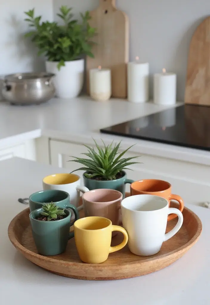 25 Creative Ceramic Mug Decor Ideas For Kitchen Displays 43 25 Creative Ceramic Mug Decor Ideas For Kitchen Displays - 13. Mug Collages on Tray