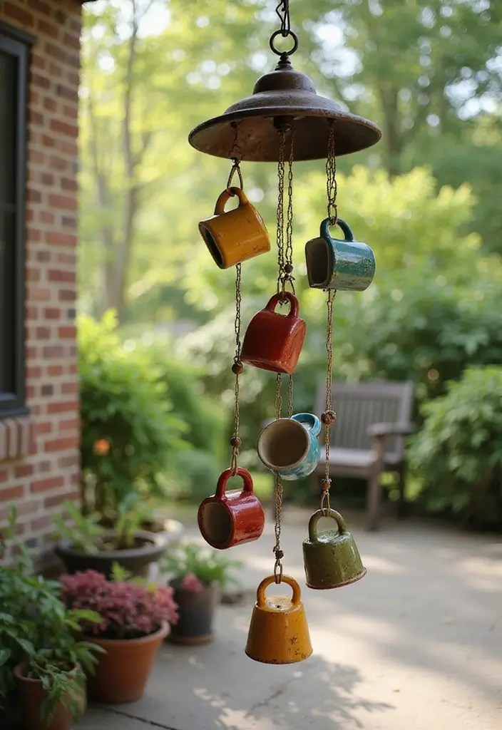 25 Creative Ceramic Mug Decor Ideas For Kitchen Displays 45 25 Creative Ceramic Mug Decor Ideas For Kitchen Displays - 15. Mug Wind Chime