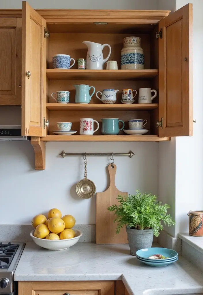 25 Creative Ceramic Mug Decor Ideas For Kitchen Displays 47 25 Creative Ceramic Mug Decor Ideas For Kitchen Displays - 17. Mug Collage on Cabinets