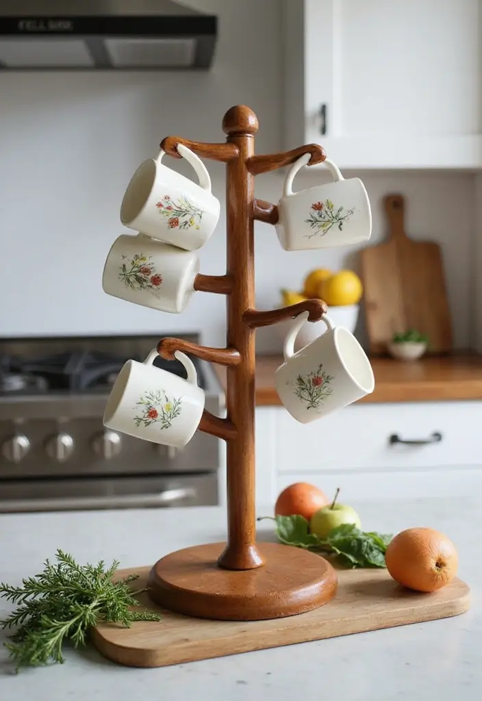 25 Creative Ceramic Mug Decor Ideas For Kitchen Displays 8 25 Creative Ceramic Mug Decor Ideas For Kitchen Displays - 2. Mug Tree Display
