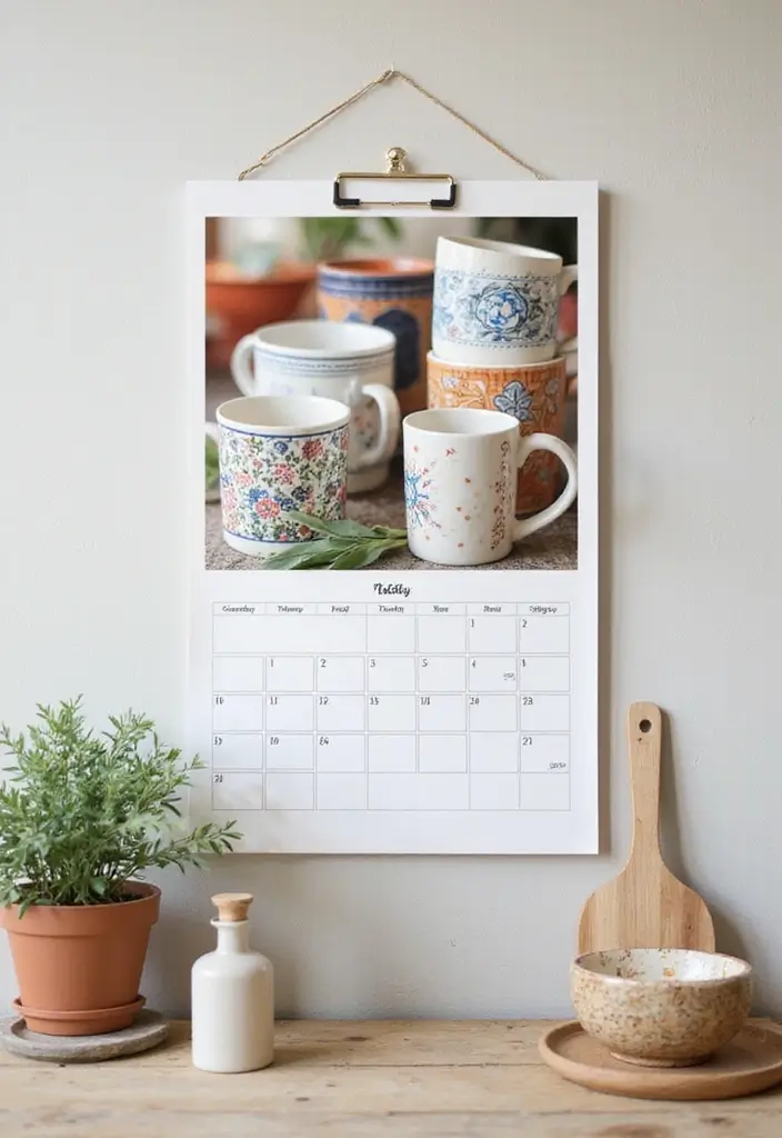 25 Creative Ceramic Mug Decor Ideas For Kitchen Displays 58 25 Creative Ceramic Mug Decor Ideas For Kitchen Displays - 22. Mug-Themed Wall Calendar
