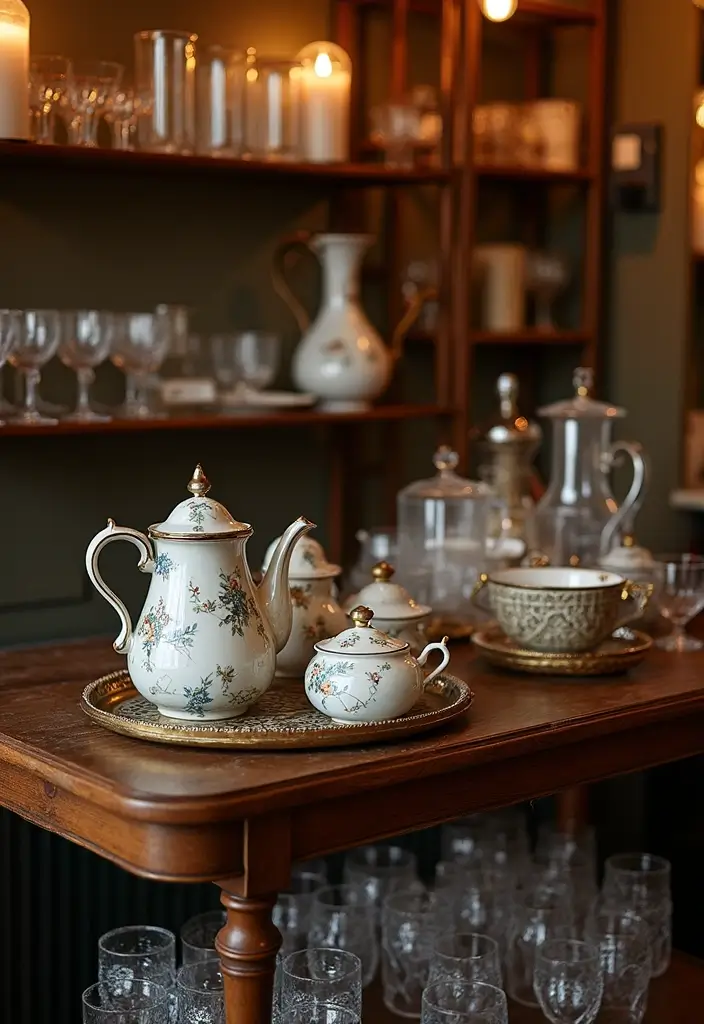 25 Home Decor Ideas With Ceramic Teapots For Vintage Vibes 39 25 Home Decor Ideas With Ceramic Teapots For Vintage Vibes - 13. Teapot Vintage Bar Cart