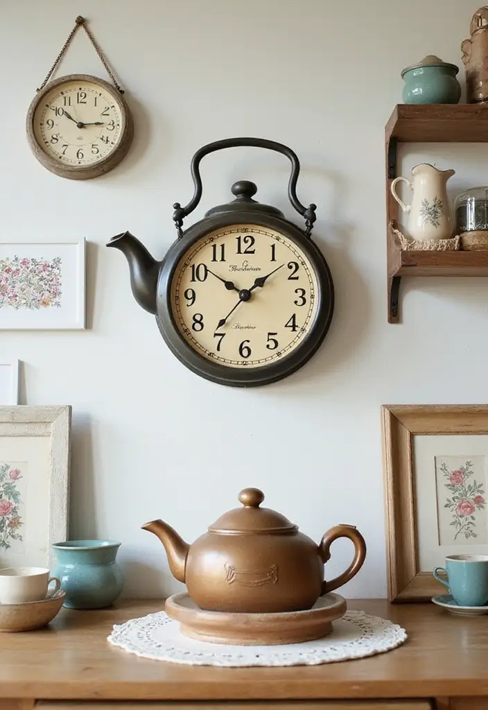 25 Home Decor Ideas With Ceramic Teapots For Vintage Vibes 40 25 Home Decor Ideas With Ceramic Teapots For Vintage Vibes - 14. Teapot-Themed Wall Clock