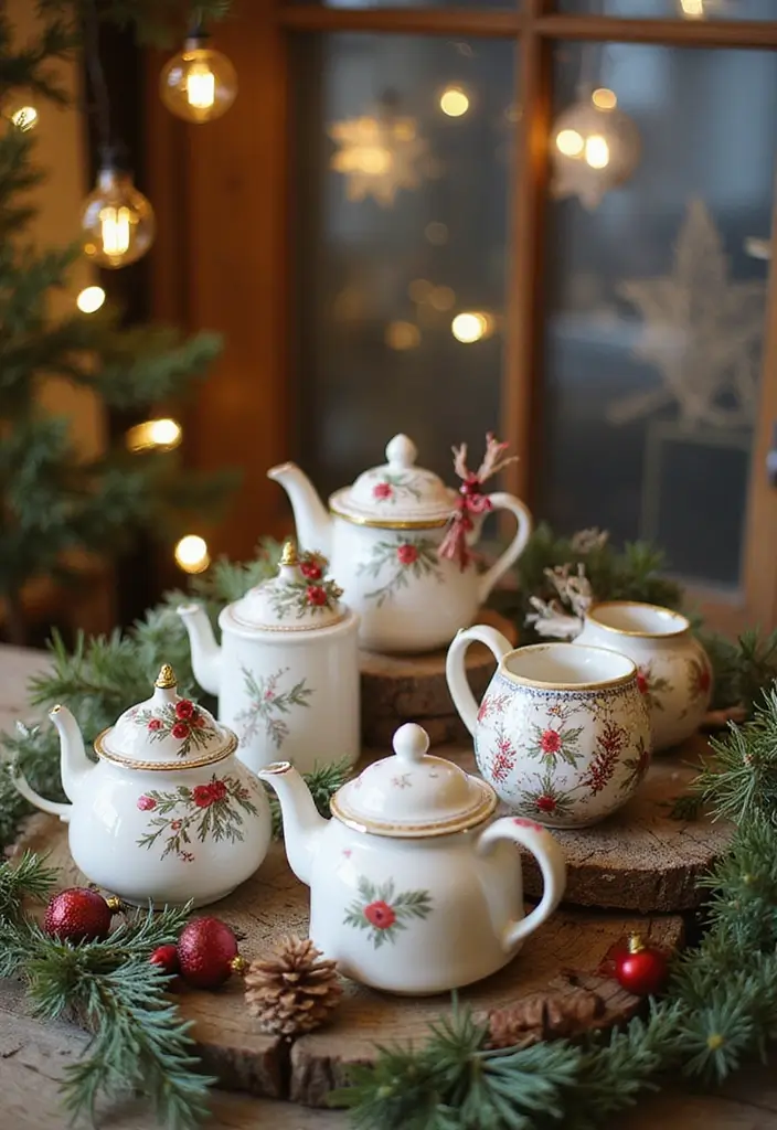 25 Home Decor Ideas With Ceramic Teapots For Vintage Vibes 51 25 Home Decor Ideas With Ceramic Teapots For Vintage Vibes - 21. Teapot-Themed Holiday Decor