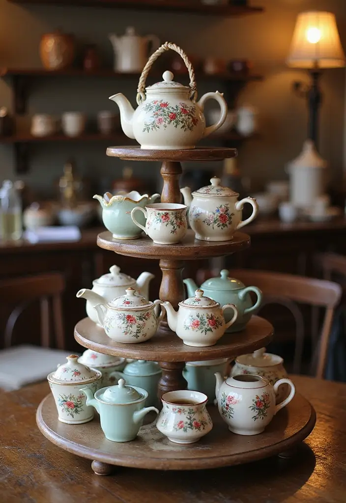 25 Home Decor Ideas With Ceramic Teapots For Vintage Vibes 8 25 Home Decor Ideas With Ceramic Teapots For Vintage Vibes - 4. Display Stands with Teapots