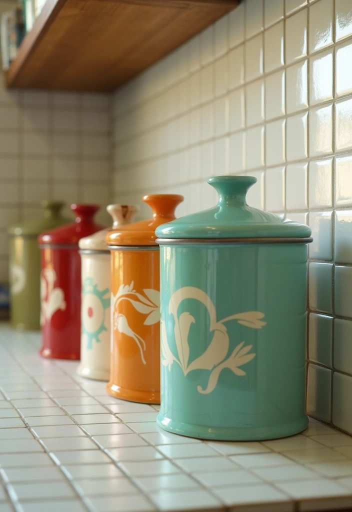 25 Mid-20th Century Ceramic Decor Ideas With Timeless Style 62 25 Mid-20th Century Ceramic Decor Ideas With Timeless Style - 24. Retro Kitchen Canisters