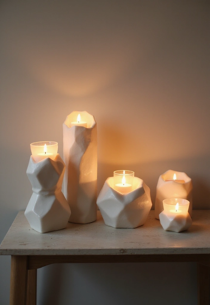 25 Mid-20th Century Ceramic Decor Ideas With Timeless Style 14 25 Mid-20th Century Ceramic Decor Ideas With Timeless Style - 6. Geometric Candle Holders