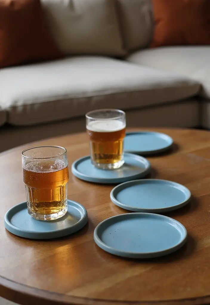 25 Modern Blue Ceramic Decor Ideas For Bright Interiors - 11. Blue Ceramic Coasters
