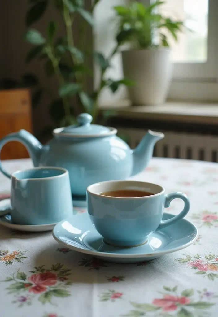 25 Modern Blue Ceramic Decor Ideas For Bright Interiors - 14. Blue Ceramic Tea Set
