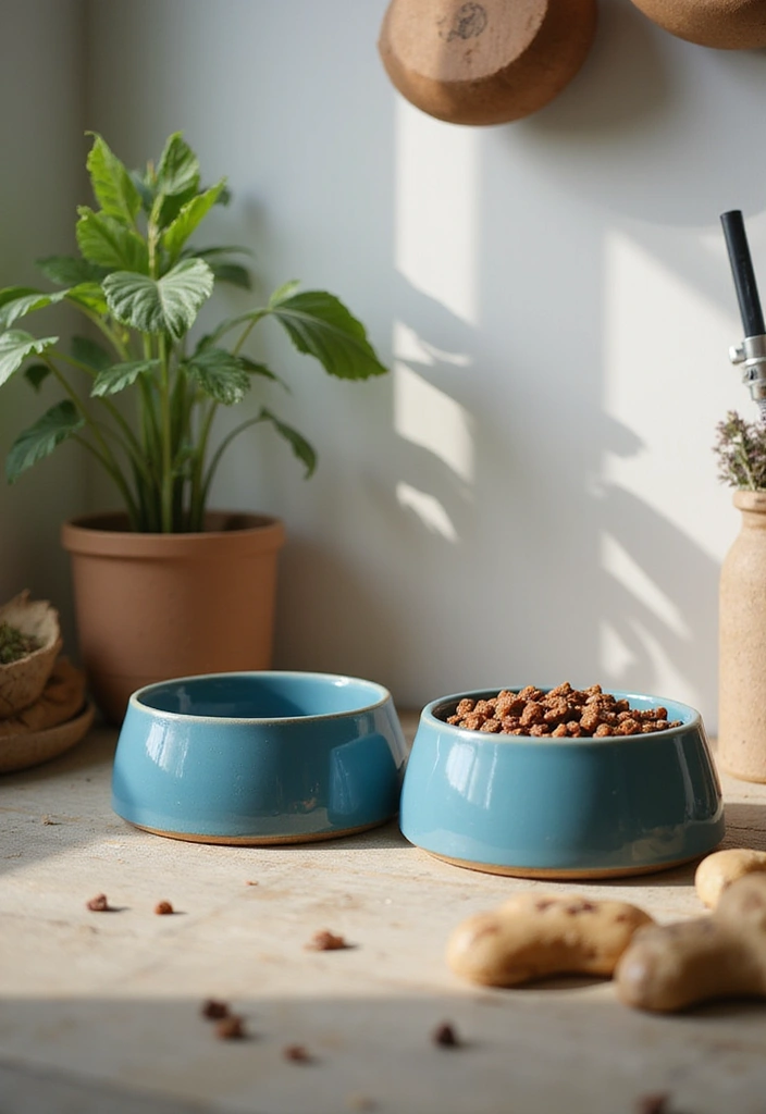 25 Modern Blue Ceramic Decor Ideas For Bright Interiors - 19. Blue Ceramic Pet Bowls