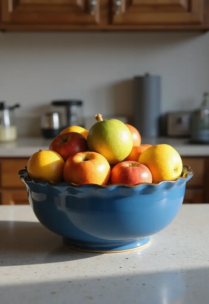 25 Modern Blue Ceramic Decor Ideas For Bright Interiors - 21. Blue Ceramic Fruit Bowl