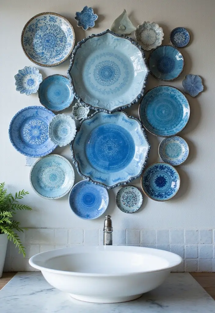 25 Modern Blue Ceramic Decor Ideas For Bright Interiors - 3. Wall Art with Blue Ceramics