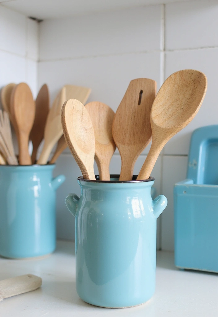 25 Modern Blue Ceramic Decor Ideas For Bright Interiors - 8. Blue Ceramic Utensil Holder