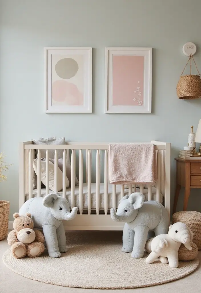 25 Vintage Ceramic Elephant Decor Ideas With Exotic Beauty - 13. Whimsical Nursery Decor