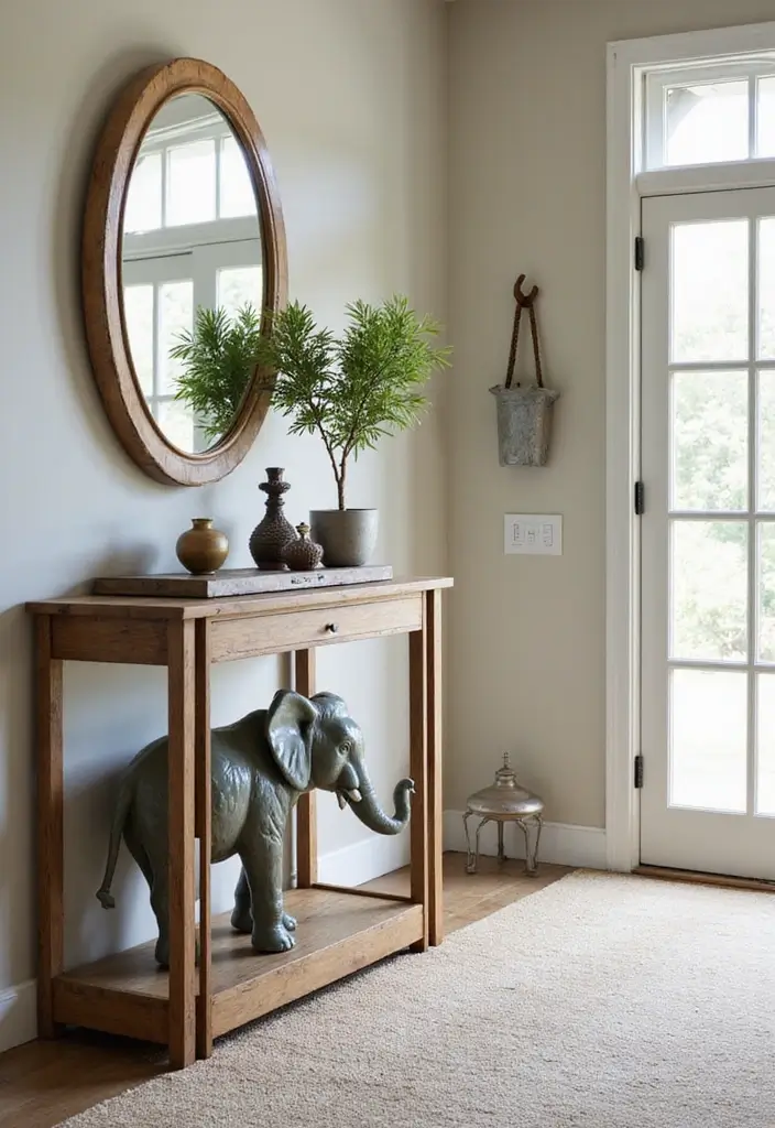 25 Vintage Ceramic Elephant Decor Ideas With Exotic Beauty - 14. Entryway Charm