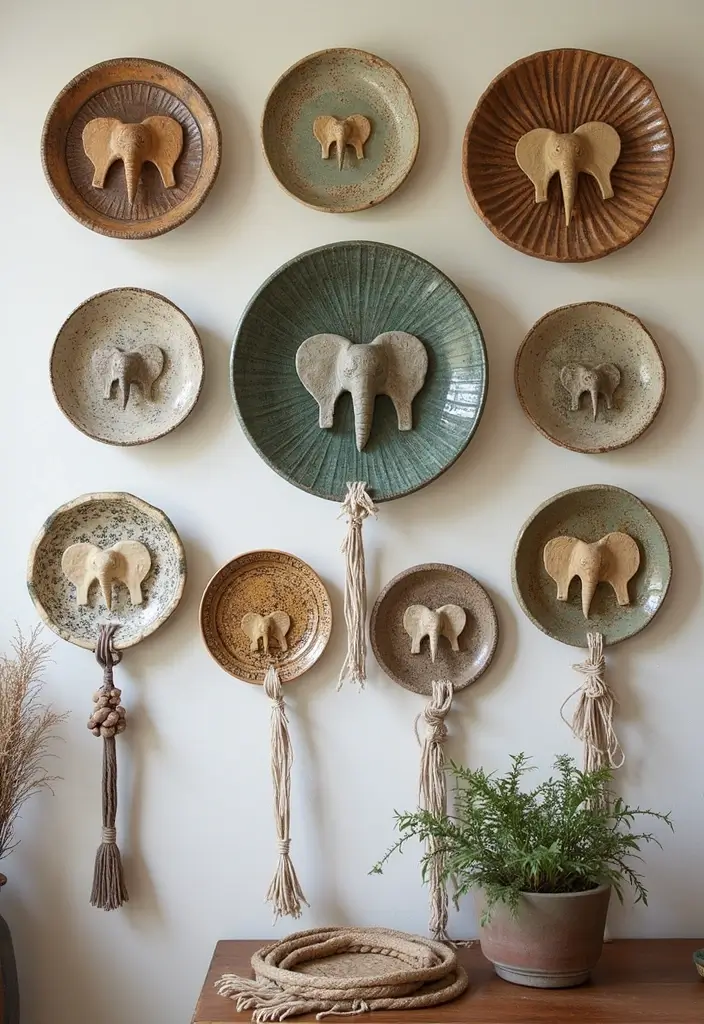 25 Vintage Ceramic Elephant Decor Ideas With Exotic Beauty - 2. Wall Art Display