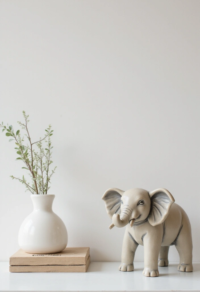 25 Vintage Ceramic Elephant Decor Ideas With Exotic Beauty - 20. Minimalist Touch