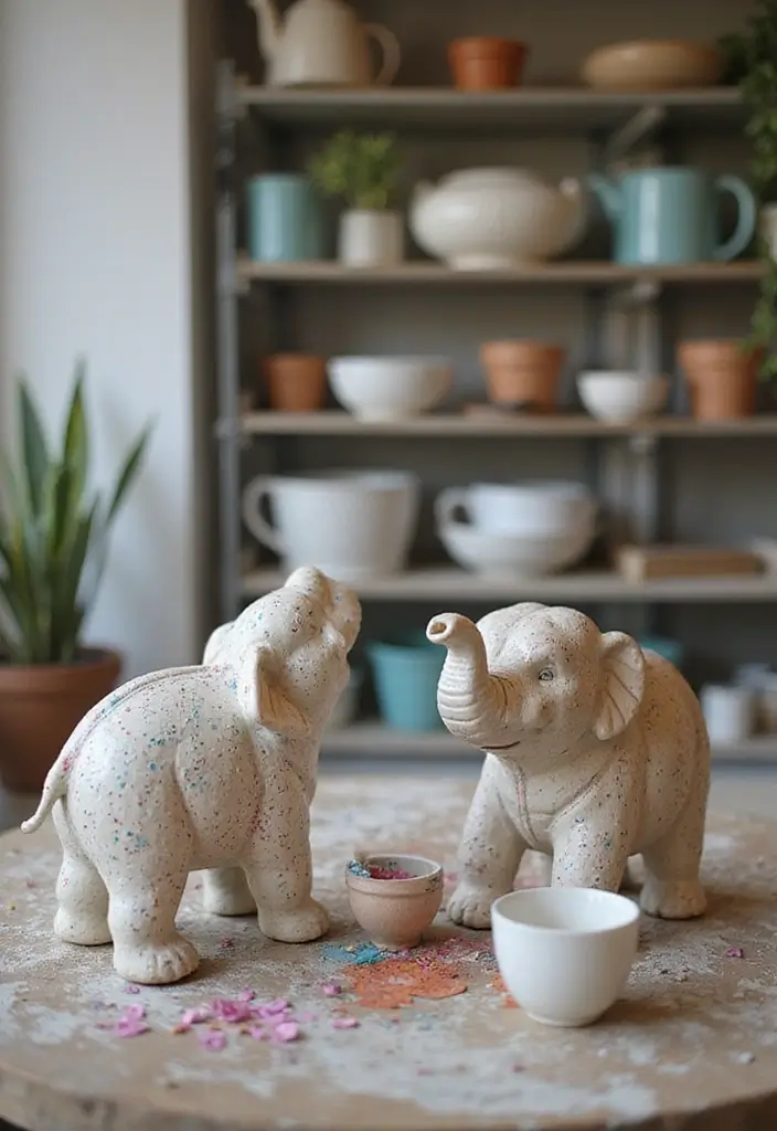 25 Vintage Ceramic Elephant Decor Ideas With Exotic Beauty - 21. DIY Decor Projects