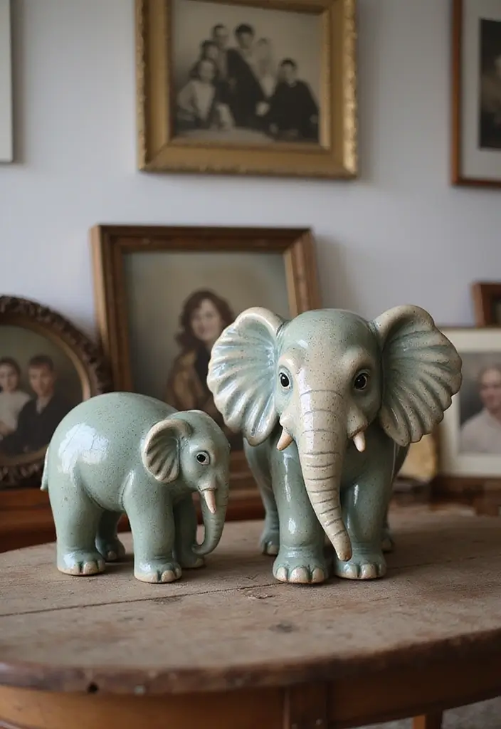 25 Vintage Ceramic Elephant Decor Ideas With Exotic Beauty - 22. Family Heirlooms