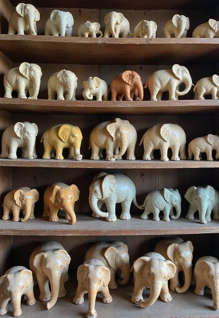 25 Vintage Ceramic Elephant Decor Ideas With Exotic Beauty - 23. Vintage Elephant Collections