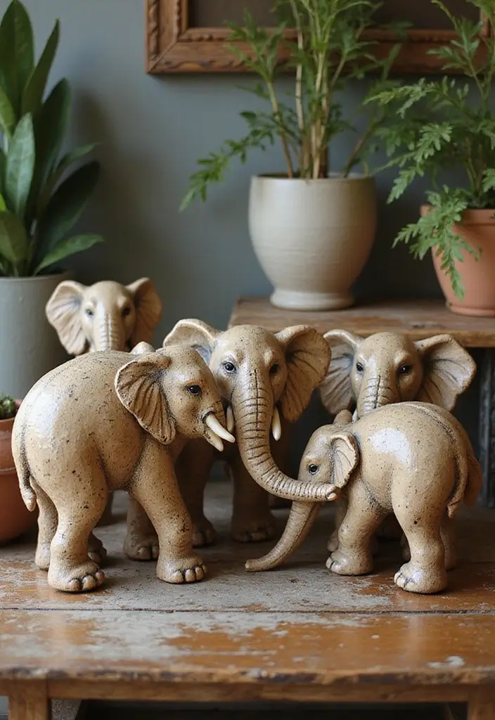 25 Vintage Ceramic Elephant Decor Ideas With Exotic Beauty - 24. Elephants in Motion