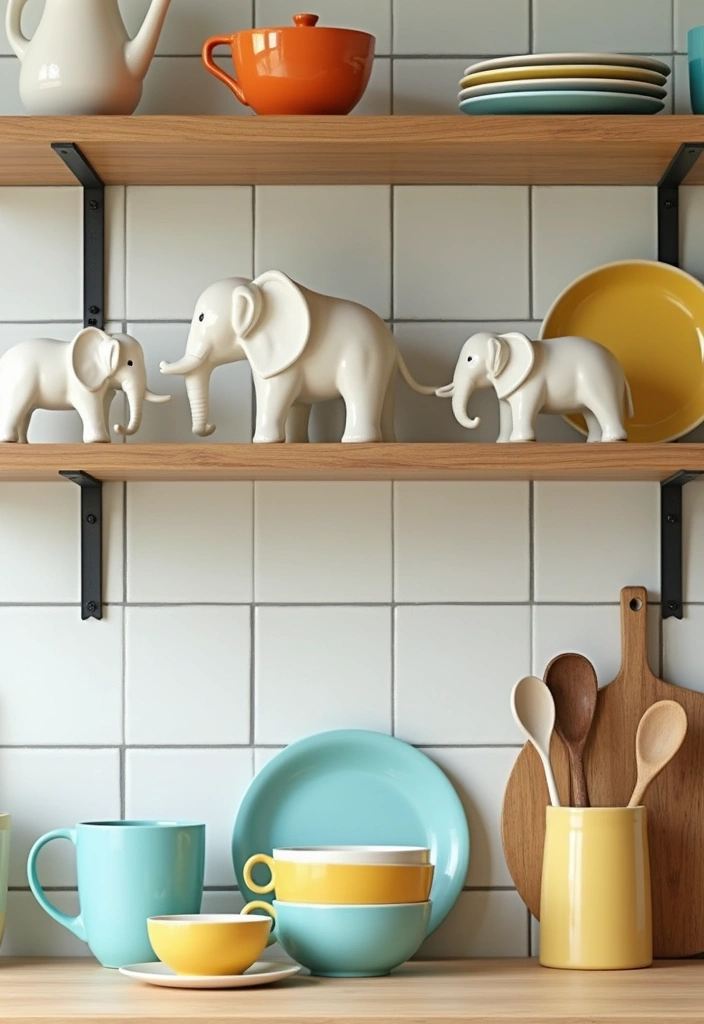 25 Vintage Ceramic Elephant Decor Ideas With Exotic Beauty - 6. Playful Kitchen Accents