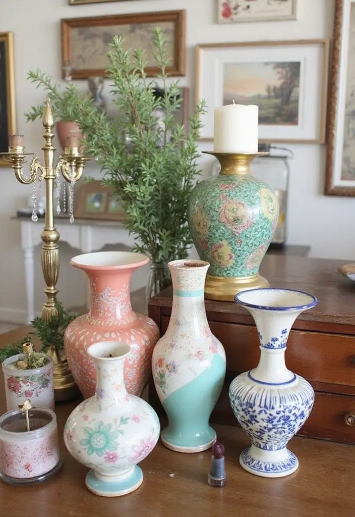 25 Vintage Ceramic Vase Decor Ideas With Antique Appeal - 16. Artistic Upcycling