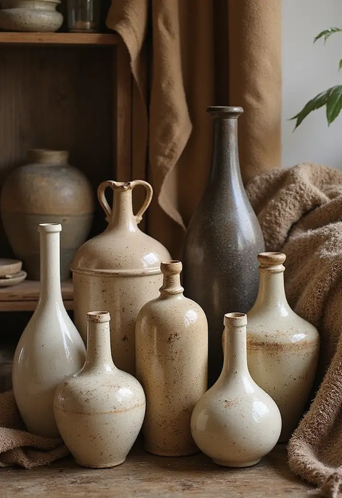 25 Vintage Ceramic Vase Decor Ideas With Antique Appeal - 19. Layered Textures