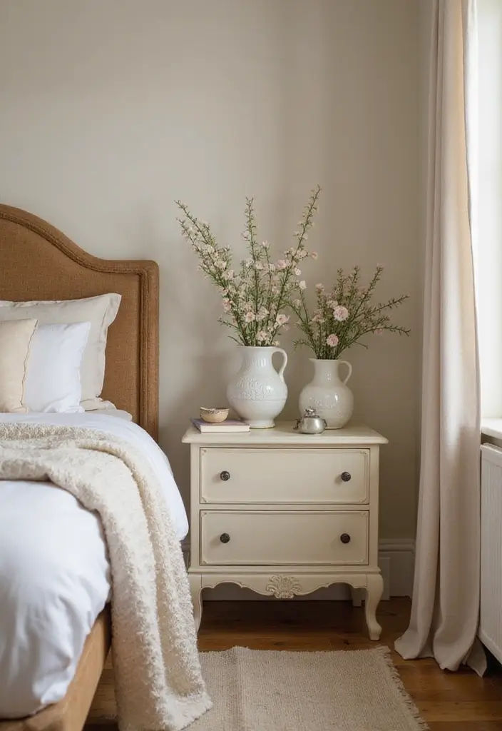 25 Vintage Ceramic Vase Decor Ideas With Antique Appeal - 6. Bedroom Serenity