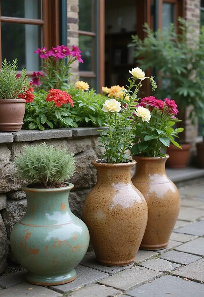 25 Vintage Ceramic Vase Decor Ideas With Antique Appeal - 7. Outdoor Oasis
