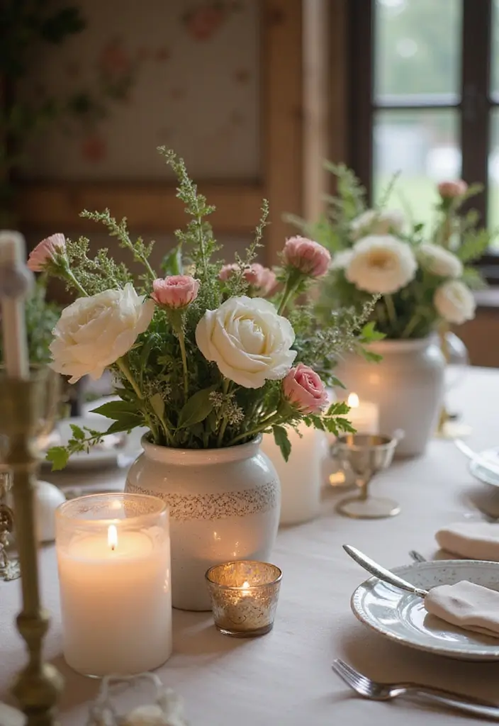 25 Vintage Ceramic Vase Decor Ideas With Antique Appeal - 9. Vintage-Inspired Wedding Decor