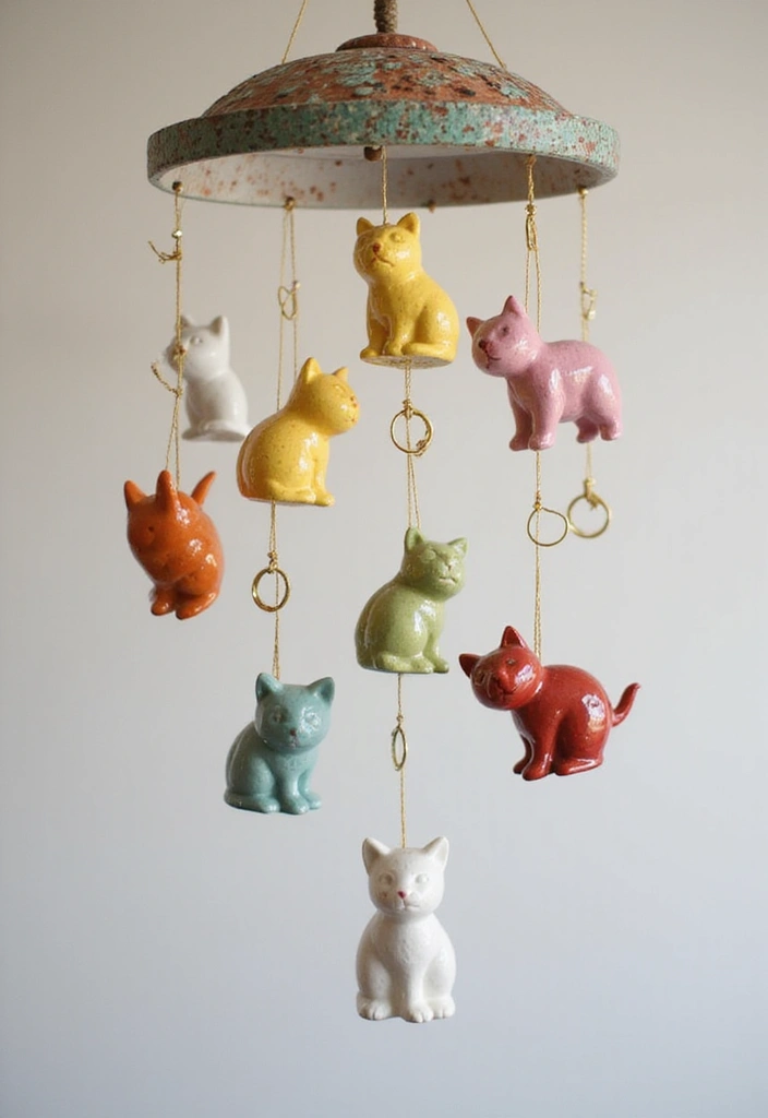 26 Ceramic Cat Plate Decor Ideas For Feline Fans 44 26 Ceramic Cat Plate Decor Ideas For Feline Fans - 10. Playful Cat Plate Ceiling Mobile